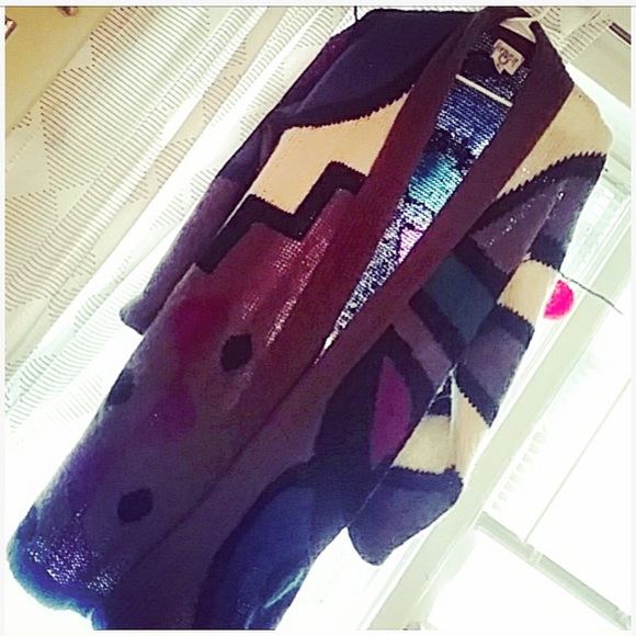 Vintage Jackets & Blazers - Abstract Print Mohair Duster Sweater